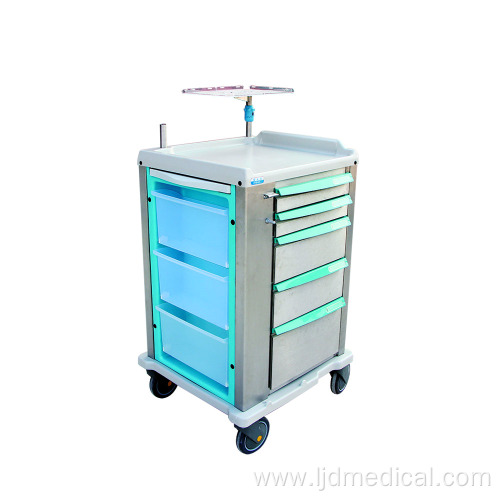 Hospital Furniture Medical Cart ABS Emergency Trolley